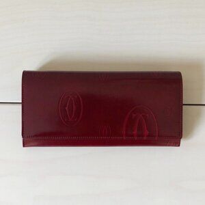Cartier Dark Red Patent Leather Happy Birthday Continental Wallet